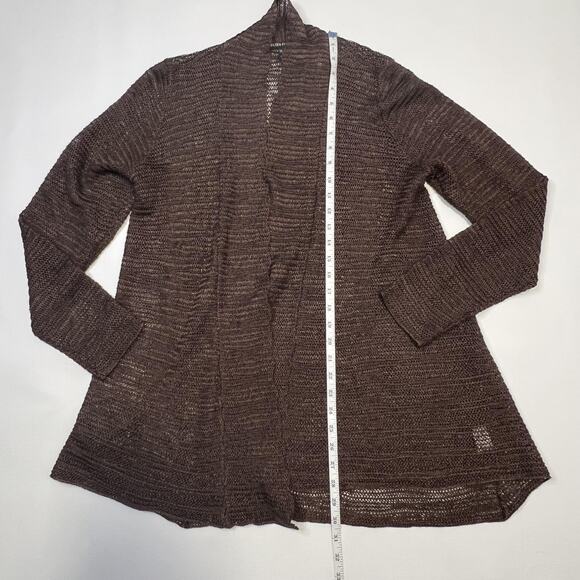 Eileen Fisher Cardigan Womens Medium Linen Silk Open Knit Long Sleeve Sweater - Picture 5 of 9